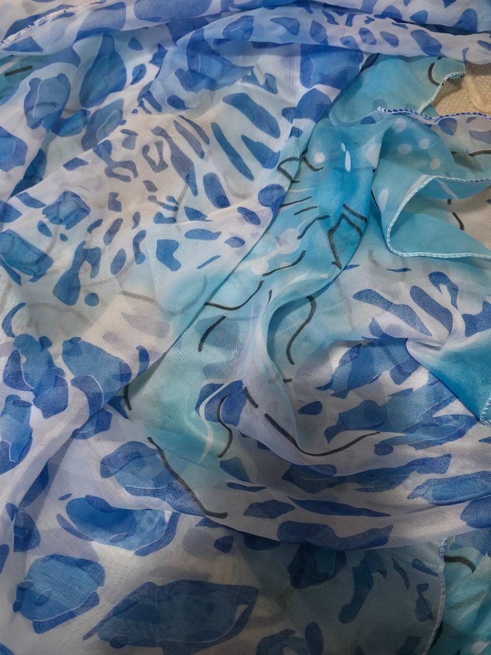 4/$25 Deal! Vintage Blue & White Floral Sheer Scarf